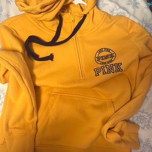 1/2 zip maize and blue hoodie University of Michigan PINK